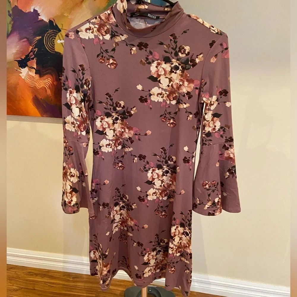 Floral mock neck dress